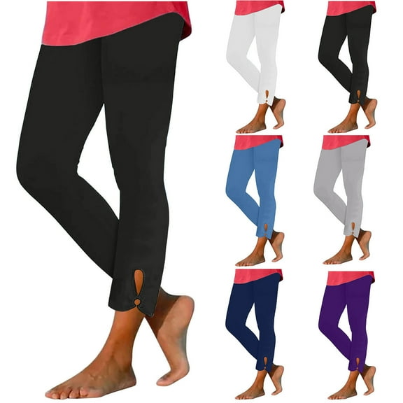 Capri Pants for Women, Xunlbb Women's Summer High Waisted Solid Color Ninth Pants Matching Slim Fitting Yoga Gym Pants(Black,S)