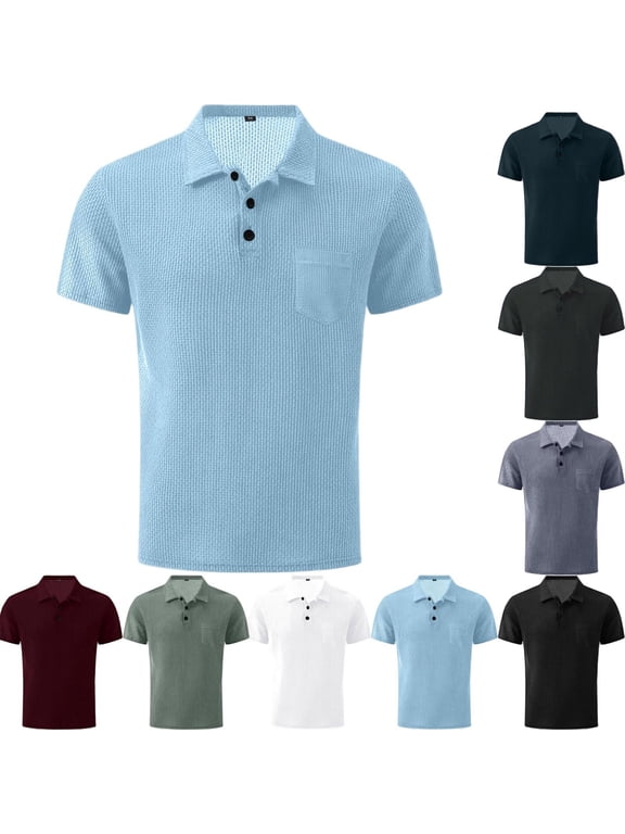 Capri Polo Shirts Men Ultra Comfortable Polo Shirt Textured Breathable Refreshing Casual Polo Shirts,L