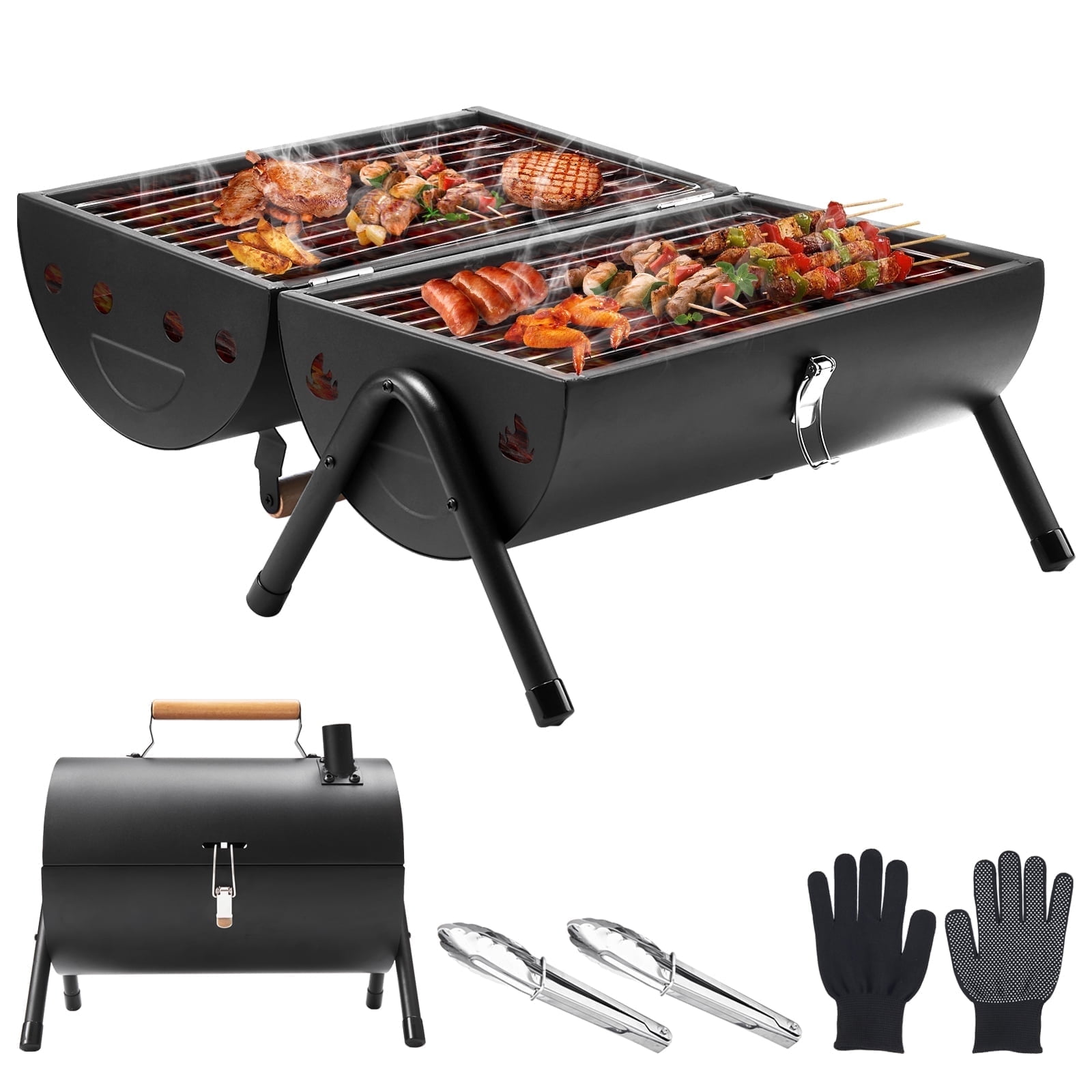 Capri Portable Charcoal Grill with Chimney, Small BBQ Grill Double Sided BBQ Area, Mini Tabletop Charcoal Barbecue Grill for Outdoor Camping Backyard Capri Portable Charcoal Grill with Chimney, Small BBQ Grill Double Sided BBQ Area, Mini Tabletop Charcoal Barbecue Grill for Outdoor Camping Backyard