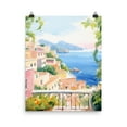 thumbnail image 1 of Capri Print, Amalfi Coast Italy Wall Art, Italian Riviera Poster, Mediterranean Seaside Decor, Cliffside Travel Artwork Home Decor #4108, Unframed Canvas Size 8x12, 1 of 4