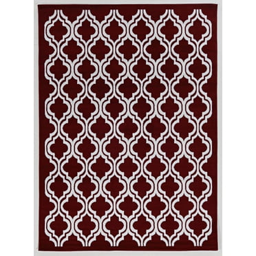 Capri Quatrafoil Red and Cream Rug, Multiple Sizes