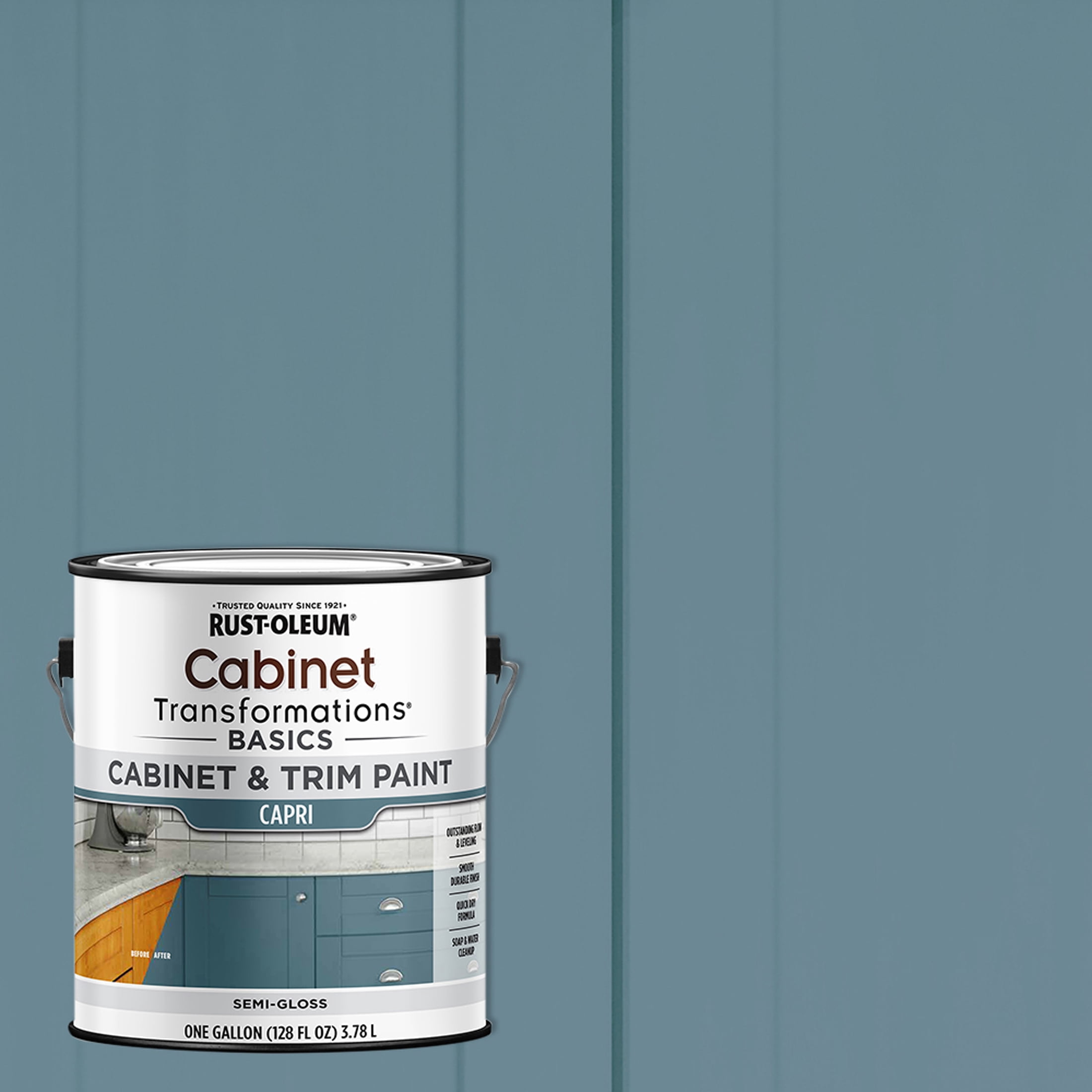 2 Pack, Capri, Rust-Oleum Cabinet Transformations Basics Semi-Gloss Cabinet and Trim Paint- Gallon