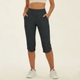 thumbnail image 1 of Capri Slim Fit Trousers for Women High Waisted Tummy Control Leggings Stretchy Cropped Yoga Pants Side Cargo Pocket Workout Activewear, 1 of 9