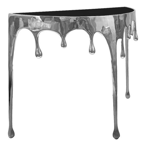 Capri Sofa Console - 36.25" Half Moon Glass Top - Melting Drip Design