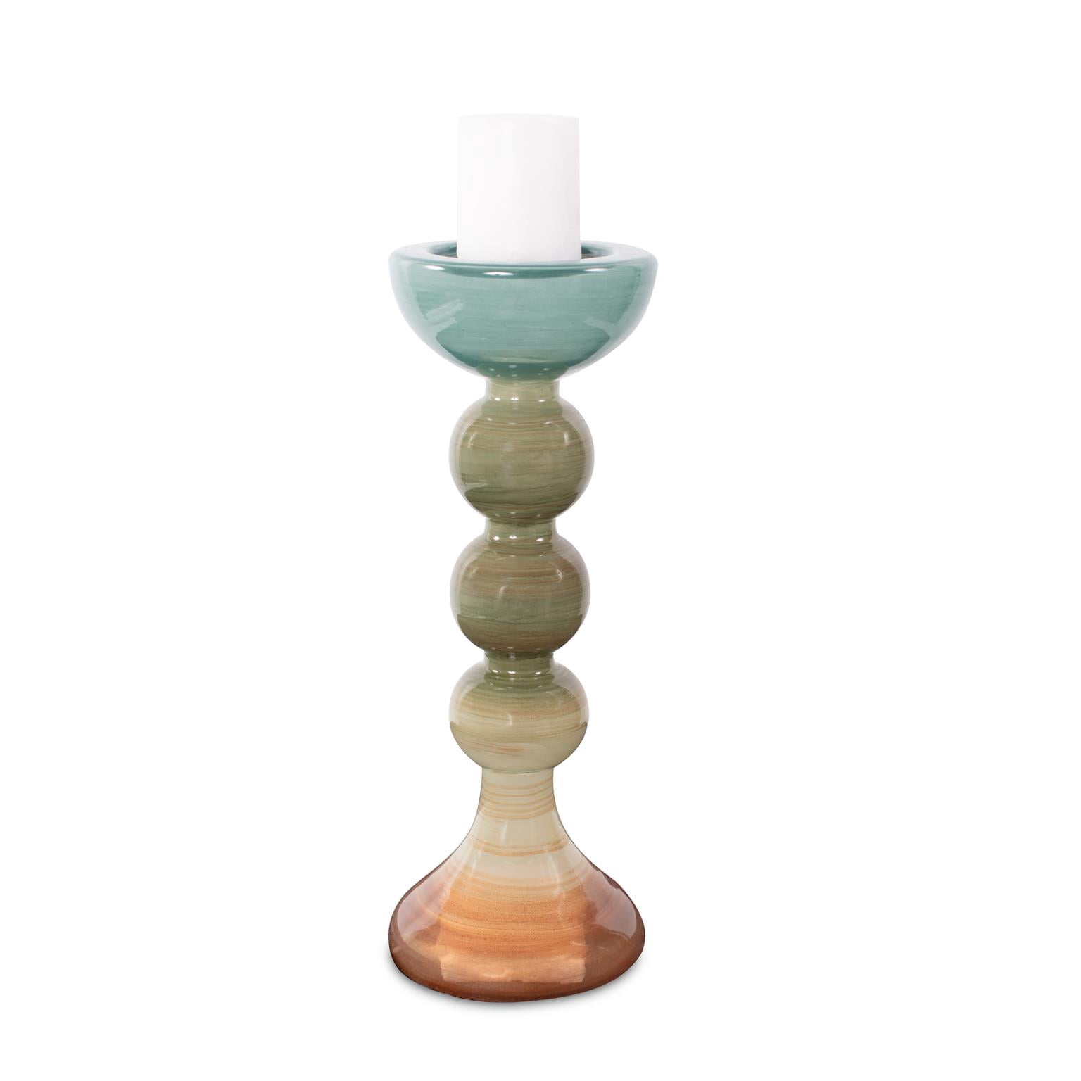 Capri Stripe Glass Candle Holder- Tall