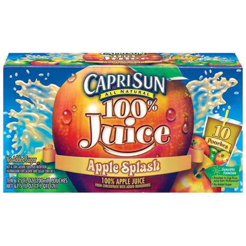 Capri Sun 100% Juice Apple Splash, 6.75 Fl. Oz., 10 Count