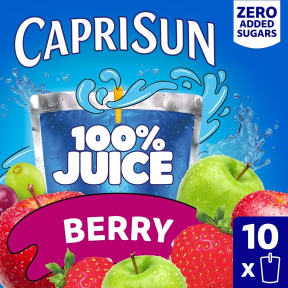 Capri Sun 100% Juice Berry Juice Box Pouches, 10 Ct Box, 6 fl oz Pouches, Liquids