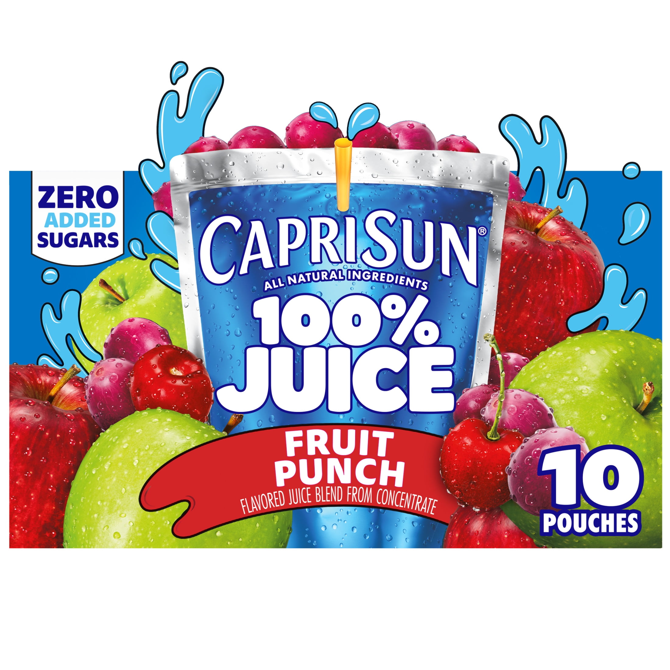 Capri Sun 100% Juice Fruit Punch Juice Box Pouches, 10 ct Box, 6 fl oz Pouches