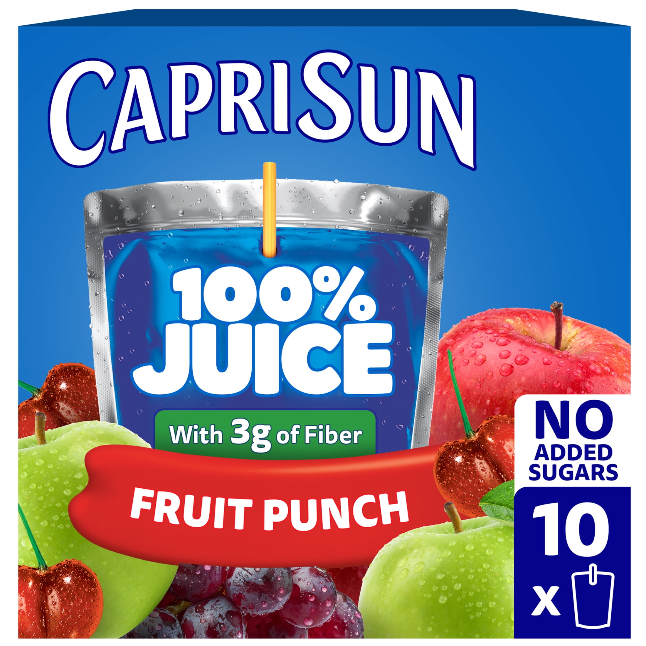 Capri Sun 100% Juice Blend from Concentrate Juice Boxes, 10 Pouches, for School Lunches and On-the-Go Hydration, Fruit Punch with Added Ingredients and Other Natural Flavor, 6 oz