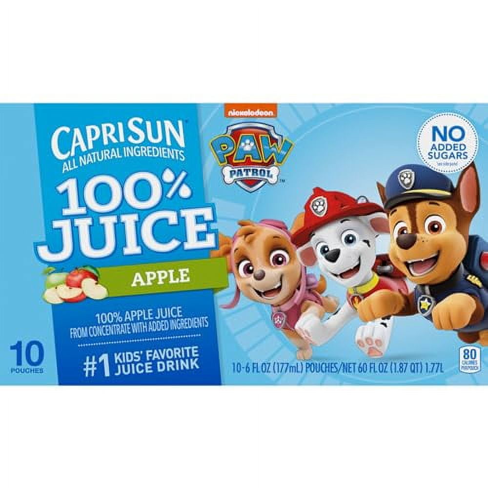 Capri Sun 100% Juice Paw Patrol Kids Naturally Flavored 100% Apple ...