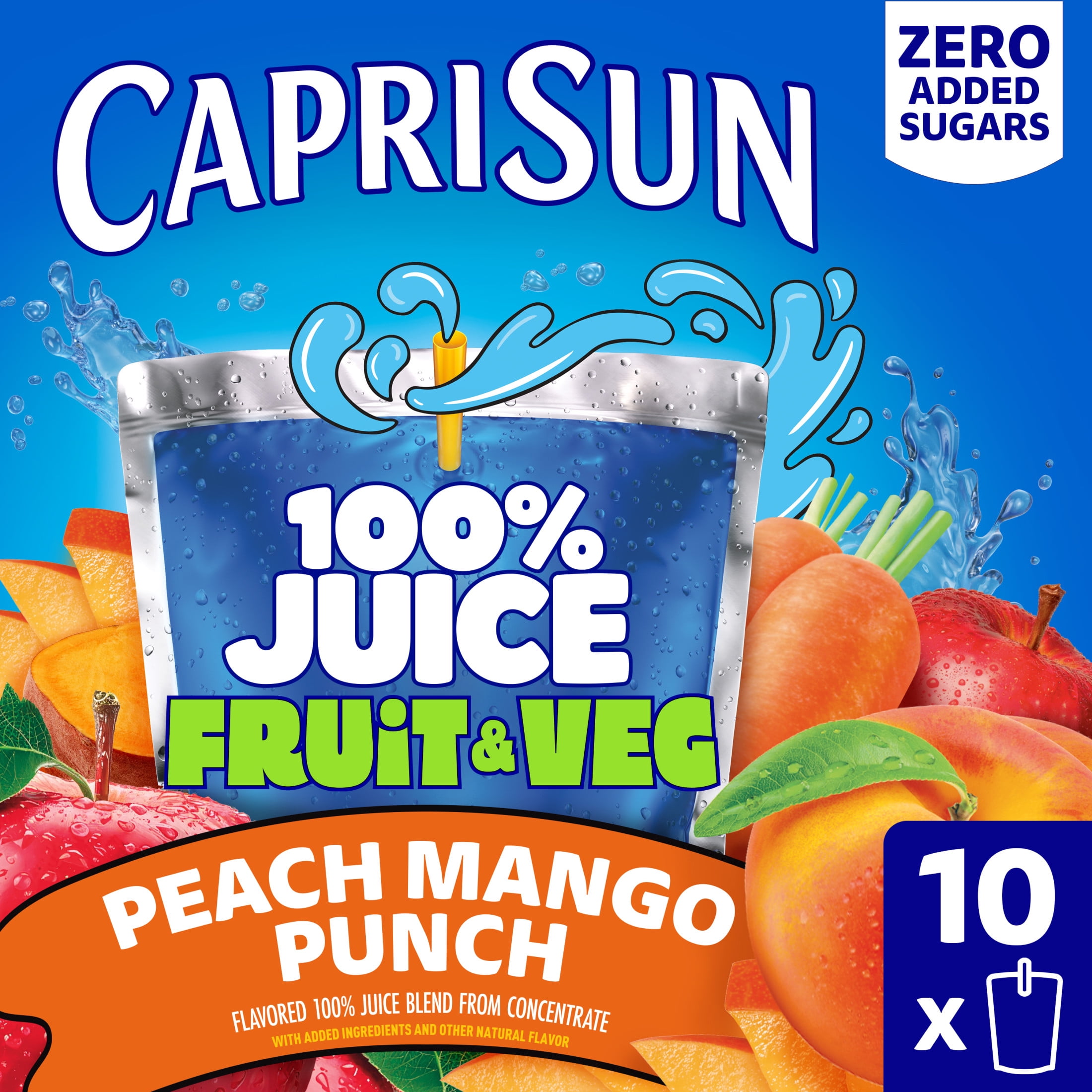 Capri Sun 100% Juice Fruit & Veg Juice Blend from Concentrate, 10