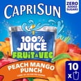 thumbnail image 1 of Capri Sun 100% Juice Fruit & Veg Juice Blend from Concentrate, 10 Pouches, for School Lunches and On-the-Go Hydration, Peach Mango Punch, All Natural Ingredients, Zero Added Sugars, 6 oz, 1 of 15