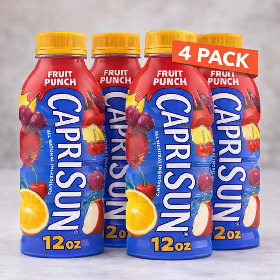 Capri Sun Fruit Punch Flavored Juice Drink Blend with other natural flavor, 12 fl oz Bottle, (4-Pack)