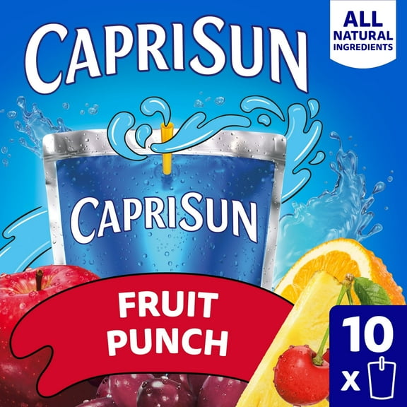Capri Sun Fruit Punch Juice Box Pouches, 10 Ct Box, 6 fl oz Pouches, Liquids(Pack of 2)