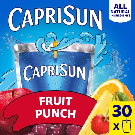 Capri Sun Flavored with Other Natural Flavor Juice Drink Blend, 30 Pouches, for School Lunches and On-the-Go Hydration, Fruit Punch, All Natural Ingredients, 6 fl oz