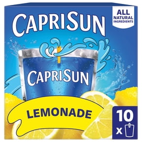 Capri Sun Flavored with Other Natural Flavor Juice Drink Blend, 10 Pouches, for School Lunches and On-the-Go Hydration, Lemonade, All Natural Ingredients, 6 fl oz