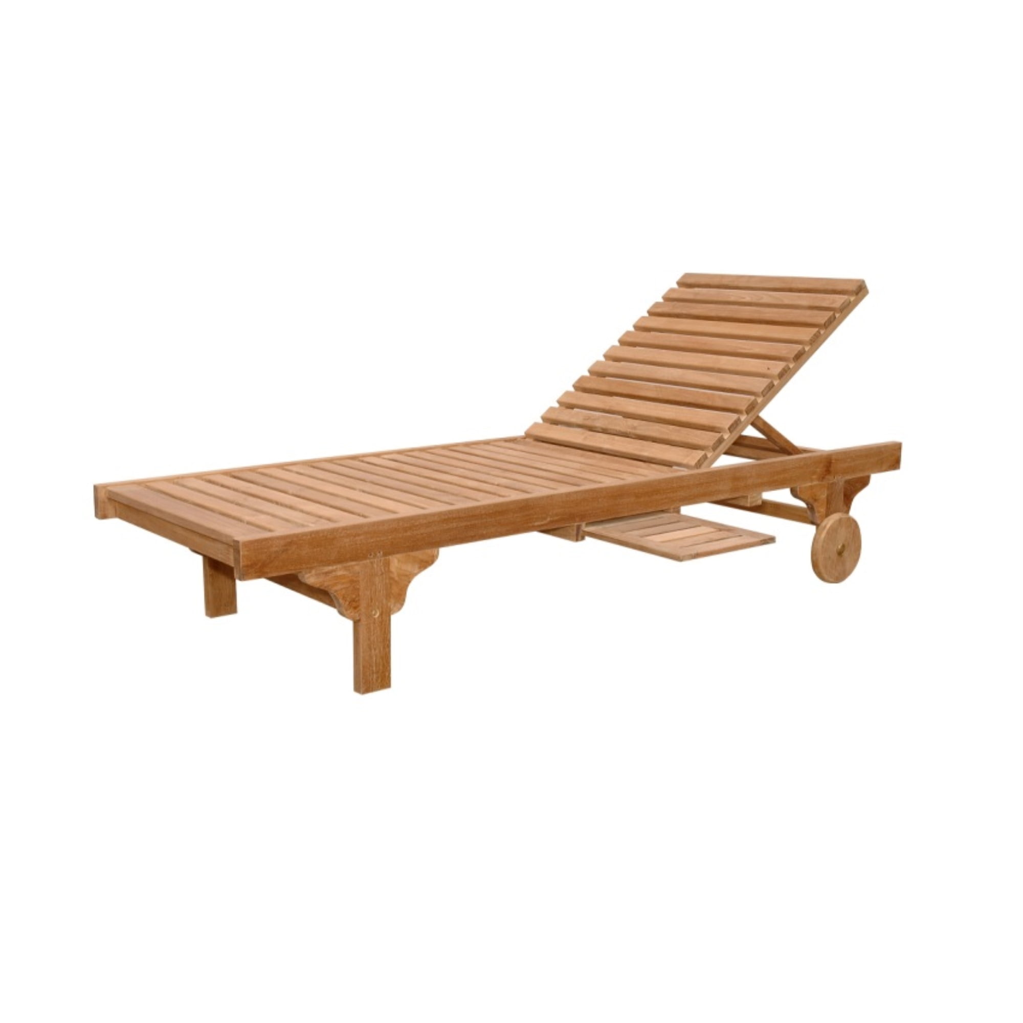 Capri Outdoor Teak Adjustable Chaise Lounge with Side Tray