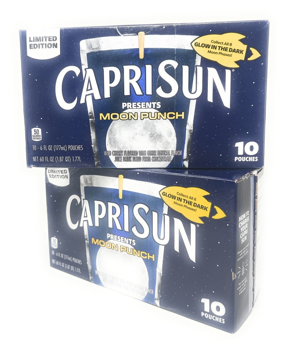 Capri Sun Moon Punch Wild Cherry Flavored Juice Drink 6oz - 20 pouches (glow in the dark)