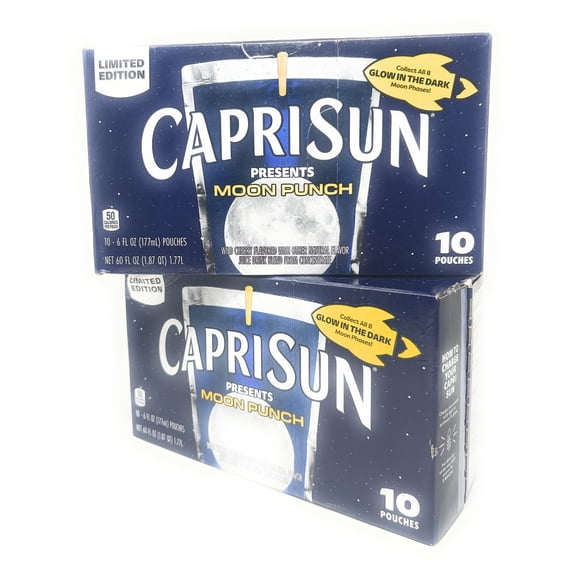 Capri Sun Moon Punch Wild Cherry Flavored Juice Drink 6oz - 20 pouches (glow in the dark)