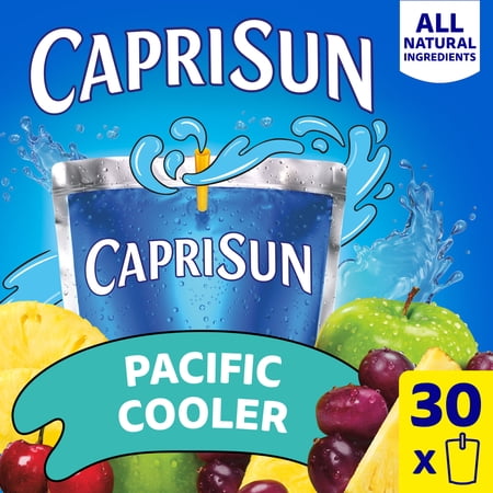 Capri Sun Flavored with Other Natural Flavor Juice Drink Blend, 30 Pouches, for School Lunches and On-the-Go Hydration, Pacific Cooler, All Natural Ingredients, 6 fl oz
