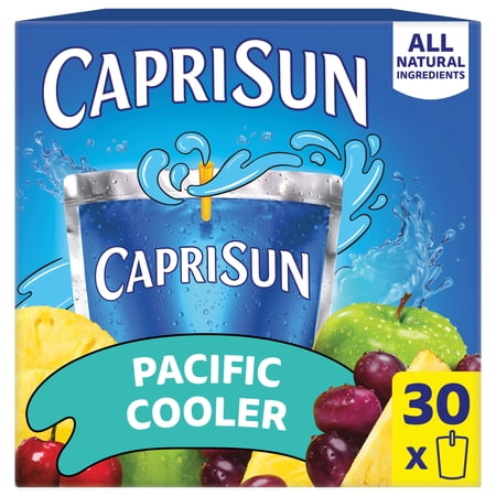 Capri Sun Flavored with Other Natural Flavor Juice Drink Blend, 30 Pouches, for School Lunches and On-the-Go Hydration, Pacific Cooler, All Natural Ingredients, 6 fl oz