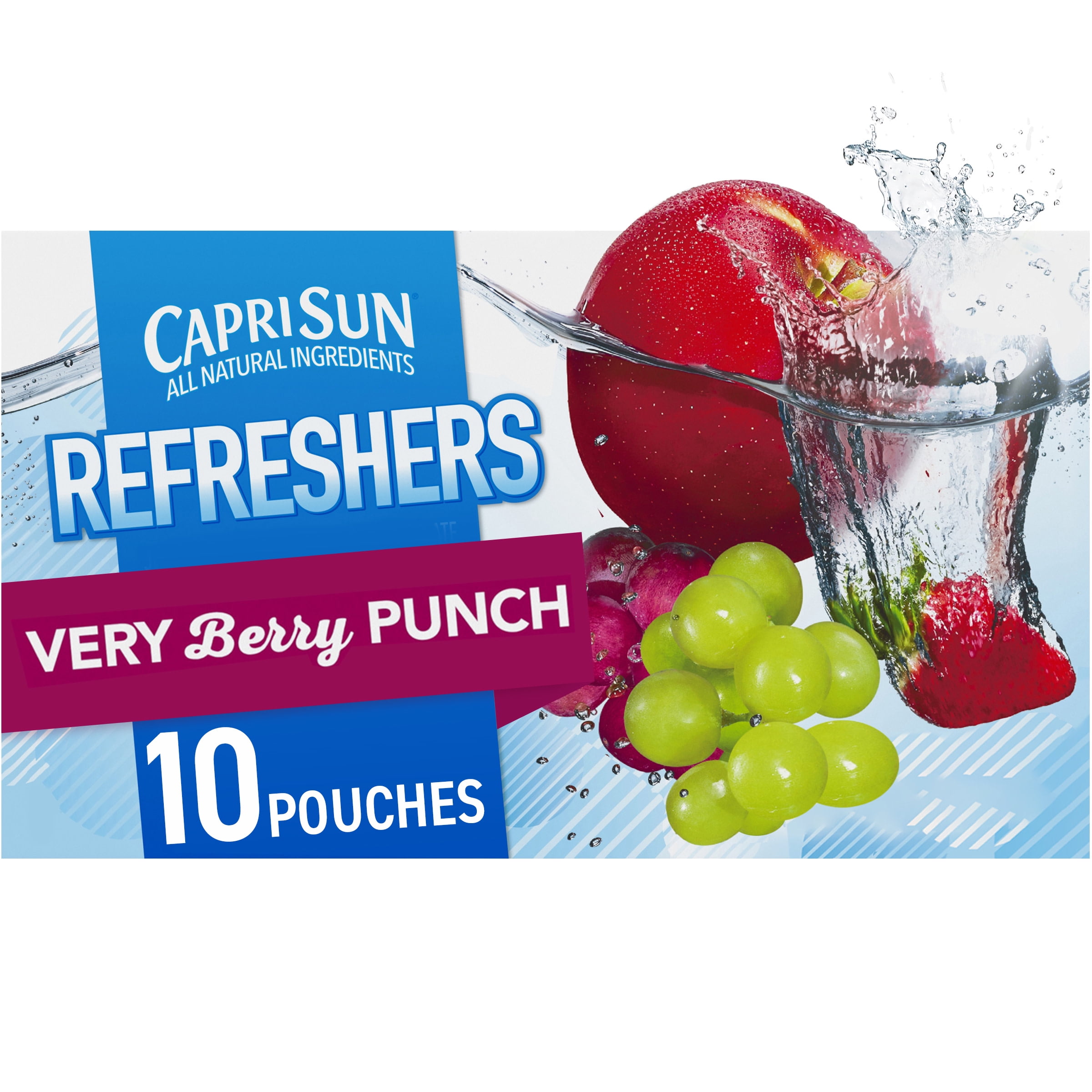 Capri Sun Refreshers Very Berry Punch Naturally Flavored Juice Drink Blend,  10 ct Box, 6 fl oz Pouches