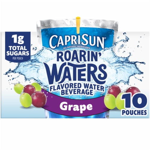 Capri Sun Roarin' Waters Grape Geyser Flavored Water Kids Drink Pouches 10 ct - Pack of 2
