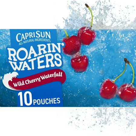 Capri Sun Roarin' Waters Naturally Flavored Wild Cherry Waterfall Water Beverage, 6 fl oz, 10 count