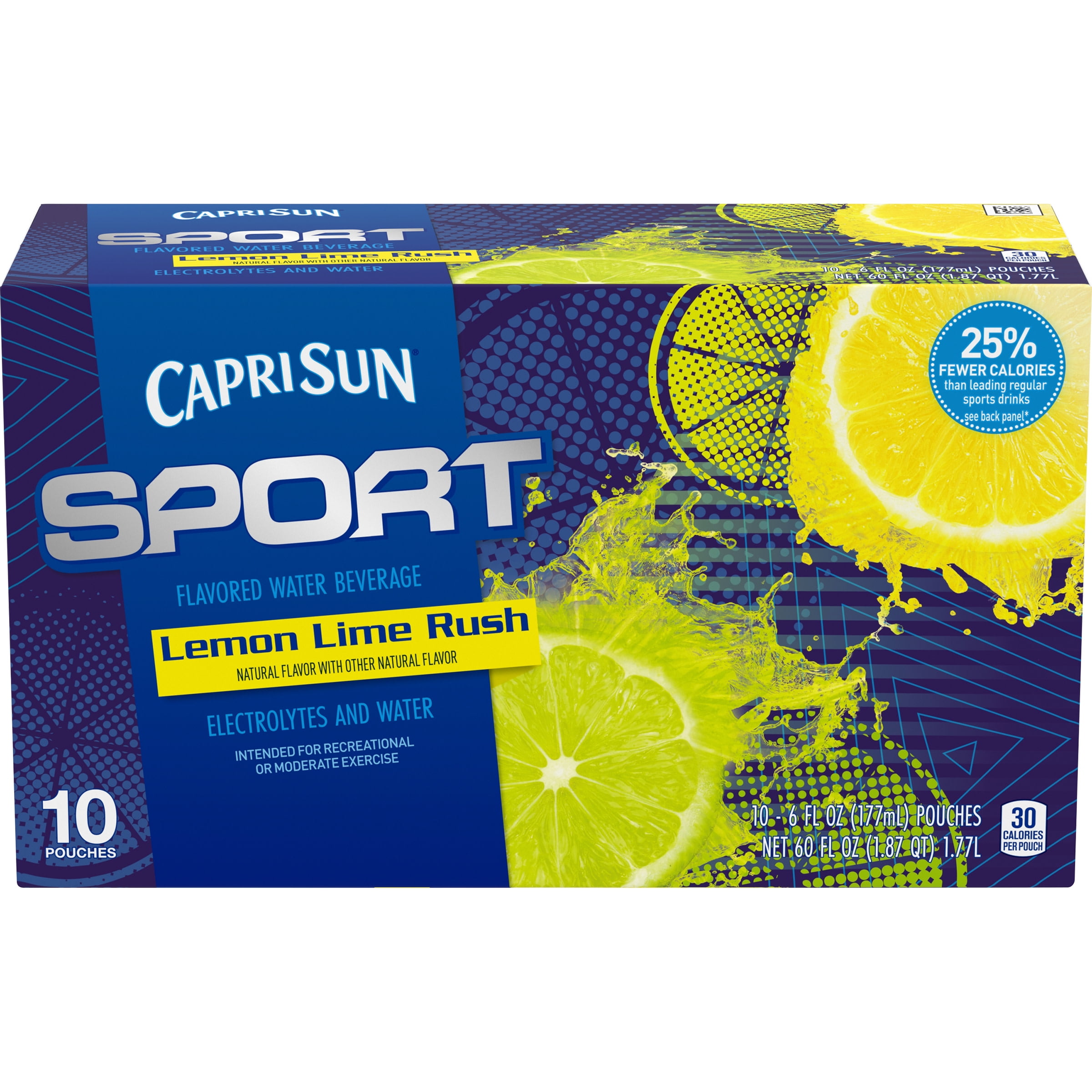 Capri Sun Sport Lemon Lime Rush Flavored Water Beverage, 10 ct - Pouches, 60.0 fl oz Box