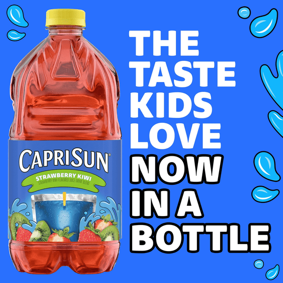 Capri Sun Strawberry Kiwi Flavored Juice Drink Blend from concentrate with other natural flavors, 64 oz Bottle