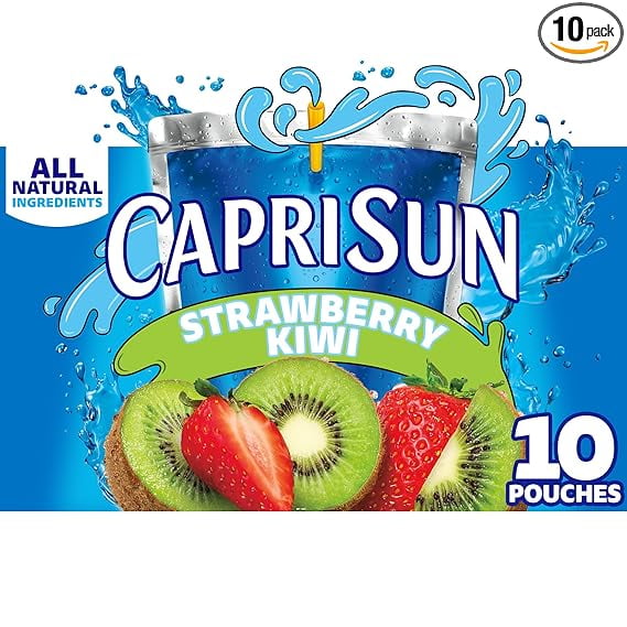 Capri Sun Strawberry Kiwi Flavored with other natural flavor Juice Drink Blend, 10 ct Box, 6 fl oz Pouches