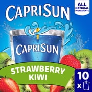 Capri Sun Flavored with Other Natural Flavor Juice Drink Blend, 10 Pouches, for School Lunches and On-the-Go Hydration, Strawberry Kiwi, All Natural Ingredients, 6 fl oz