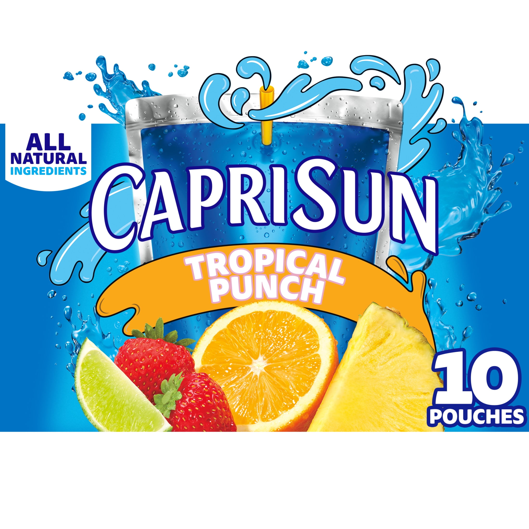 Capri Sun Tropical Punch Flavored with other natural flavor Juice Drink Blend, 10 ct Box, 6 fl oz Pouches