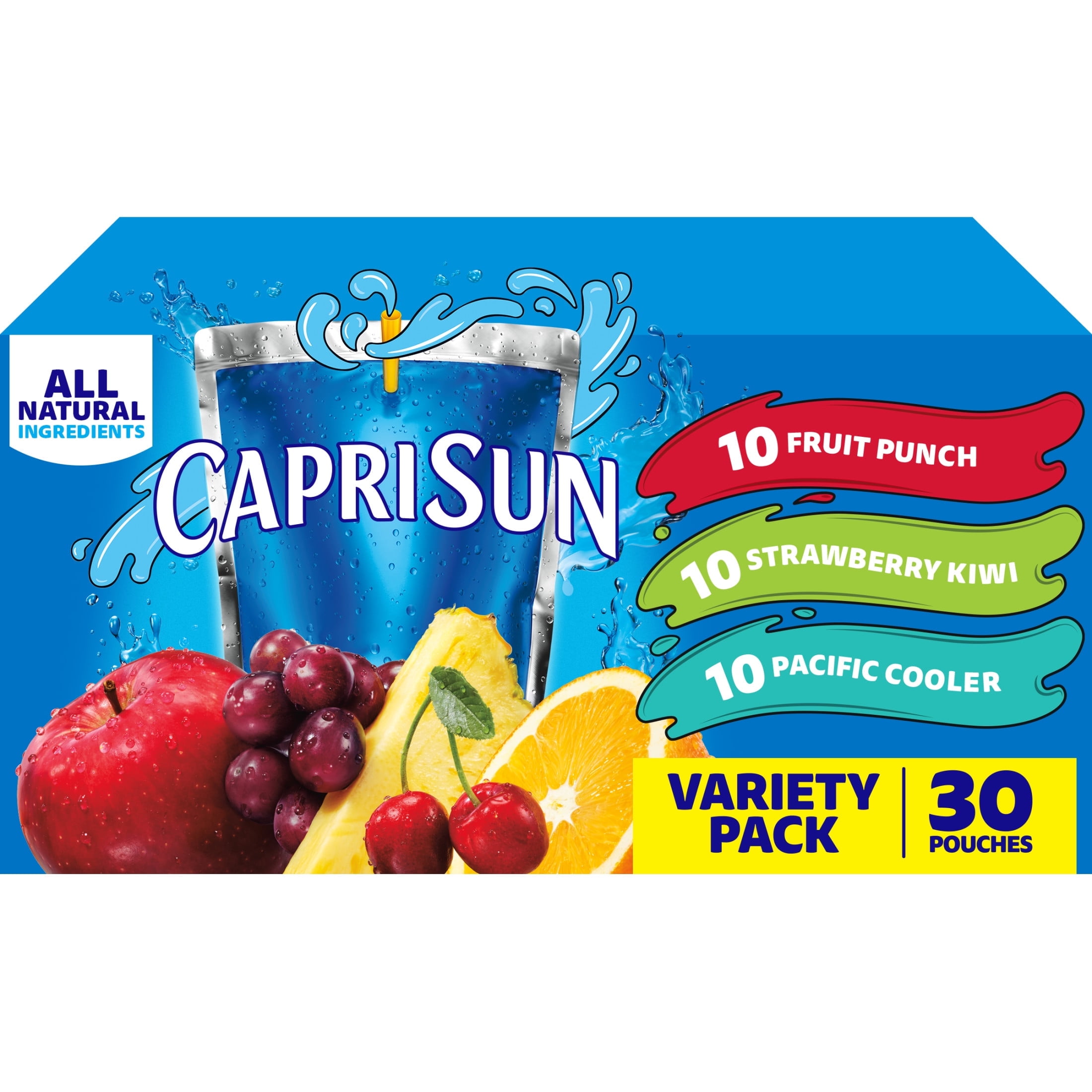 Capri Sun Variety Pack with Fruit Punch, Strawberry Kiwi & Pacific Cooler Juice Box Pouches, 30 ct Box, 6 fl oz Pouches