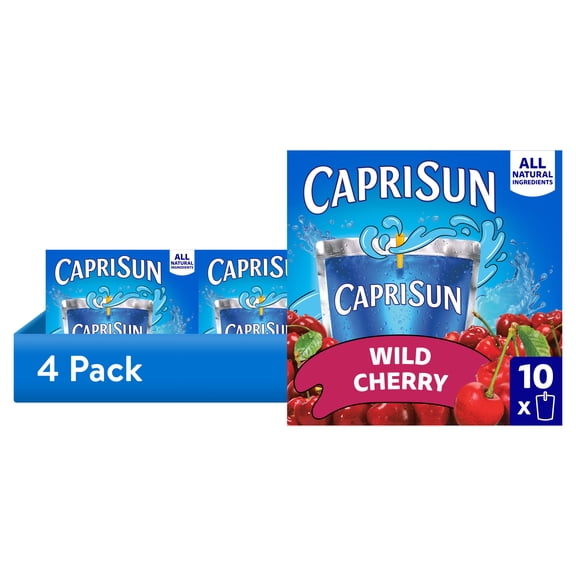 (1 pack) Capri Sun Wild Cherry Flavored with other natural flavor Juice Drink Blend, 10 ct Box, 6 fl oz Pouches
