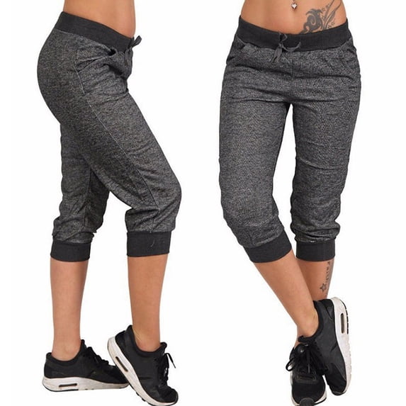Capri Sweatpants for Women Summer Casual Cropped Jogger Loose Fit Drawstring Waist Running Capri Pants Lounge Capris