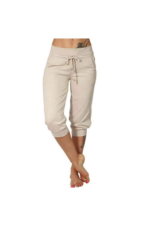 Capri Sweatpants for Women Summer Casual Cropped Jogger Loose Fit Drawstring Waist Running Capri Pants Lounge Capris