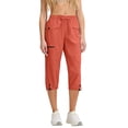 thumbnail image 1 of Capri Sweatpants for Women Summer Sports Running Quick Dry Cargo Pants Drawstring Multi Pockets Sweat Capris (M, Orange), 1 of 8