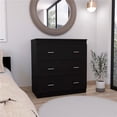 thumbnail image 1 of Dresser 3 Drawer Superior Top Metal Handles Black Engineered wood, 1 of 2