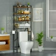 thumbnail image 1 of Capri Over The Toilet Storage Shelf, 4-Tier Freestanding Bathroom Organizers and Storage, above Toilet Space Saver Rack with Adjustable Shelves, Toilet Paper Holder and 9-Hooks, Rustic Brown, 1 of 11
