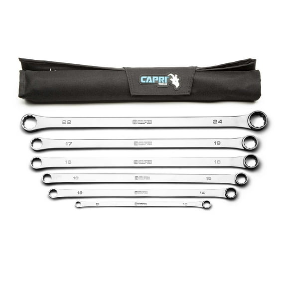 Capri Tools 0 Degree Offset Extra Long Box End Wrench Set, Metric, 8-24 mm, 12 Sizes, 6-Piece