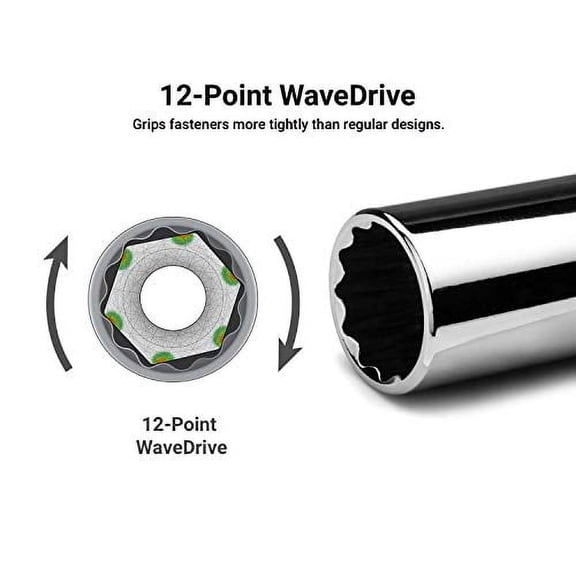 Capri Tools 1/4 in. Drive 12-Point Shallow and Deep Socket Set, SAE, 3/16 to 9/16 in, SAE, 20-Piece
