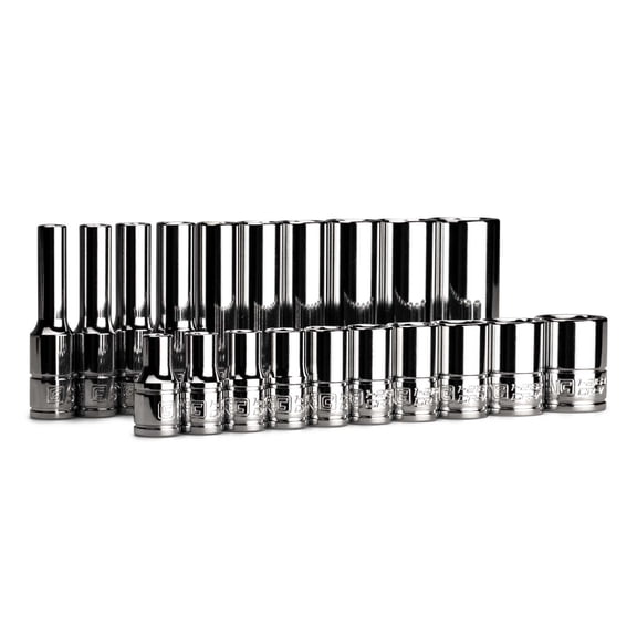 Capri Tools 1/4 in. Drive Master Chrome Sockets Set, 6-Point, 3/16 to 9/16 in., SAE, 20-Piece