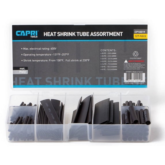 Capri Tools 10019 Assorted Heat Shrink Tubing for Wires and Cables