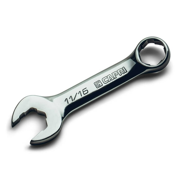 Capri Tools 11/16 in. WaveDrive Pro Stubby Combination Wrench for Regular and Rounded Bolts
