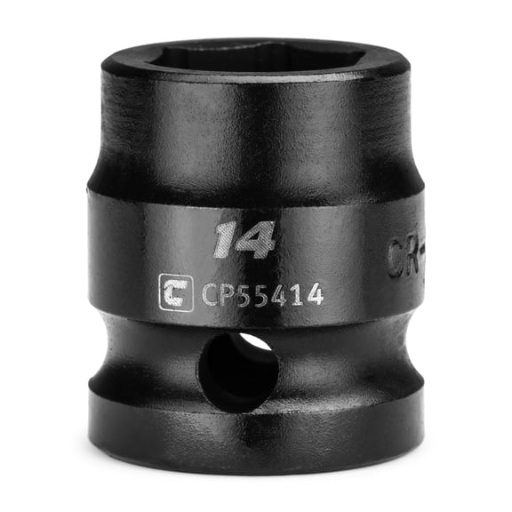 Capri Tools 14 mm Stubby Impact Socket, 1/2 in. Drive, 6-Point, Metric