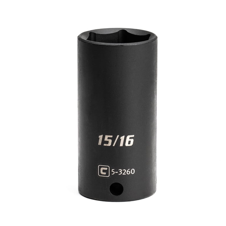Capri Tools 15/16" Deep Socket – 3/8-Inch Drive, 6-Point, SAE, MaxChrome Finish, WaveDrive Design, Professional Grade