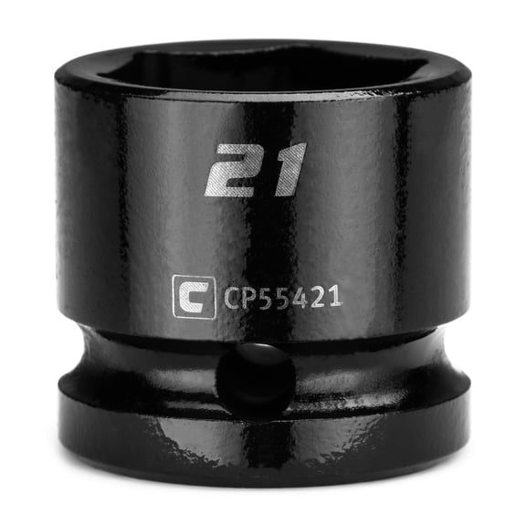 Capri Tools 21 mm Stubby Impact Socket, 1/2 in. Drive, 6-Point, Metric