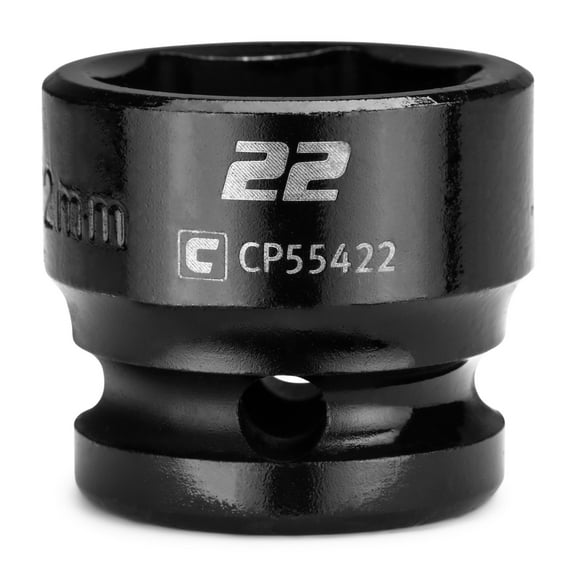 Capri Tools 22 mm Stubby Impact Socket, 1/2 in. Drive, 6-Point, Metric