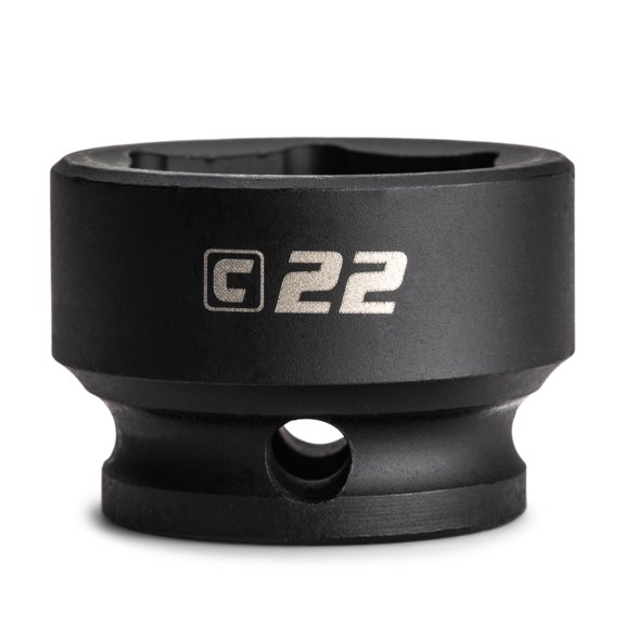 Capri Tools 22 mm Stubby Impact Socket, 3/8 in. Drive, 6 Point, Metric